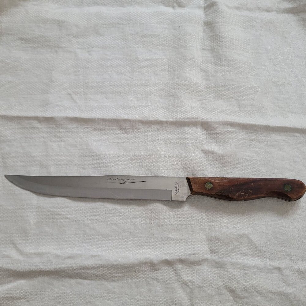 Lifetime Cutlery Brown Wood Handle Xarving Knife Stainless Blade